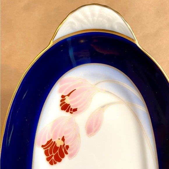 Vintage Legacy by Noritaki Formal butter dish Serving platter blue, white & gold - Picture 15 of 15